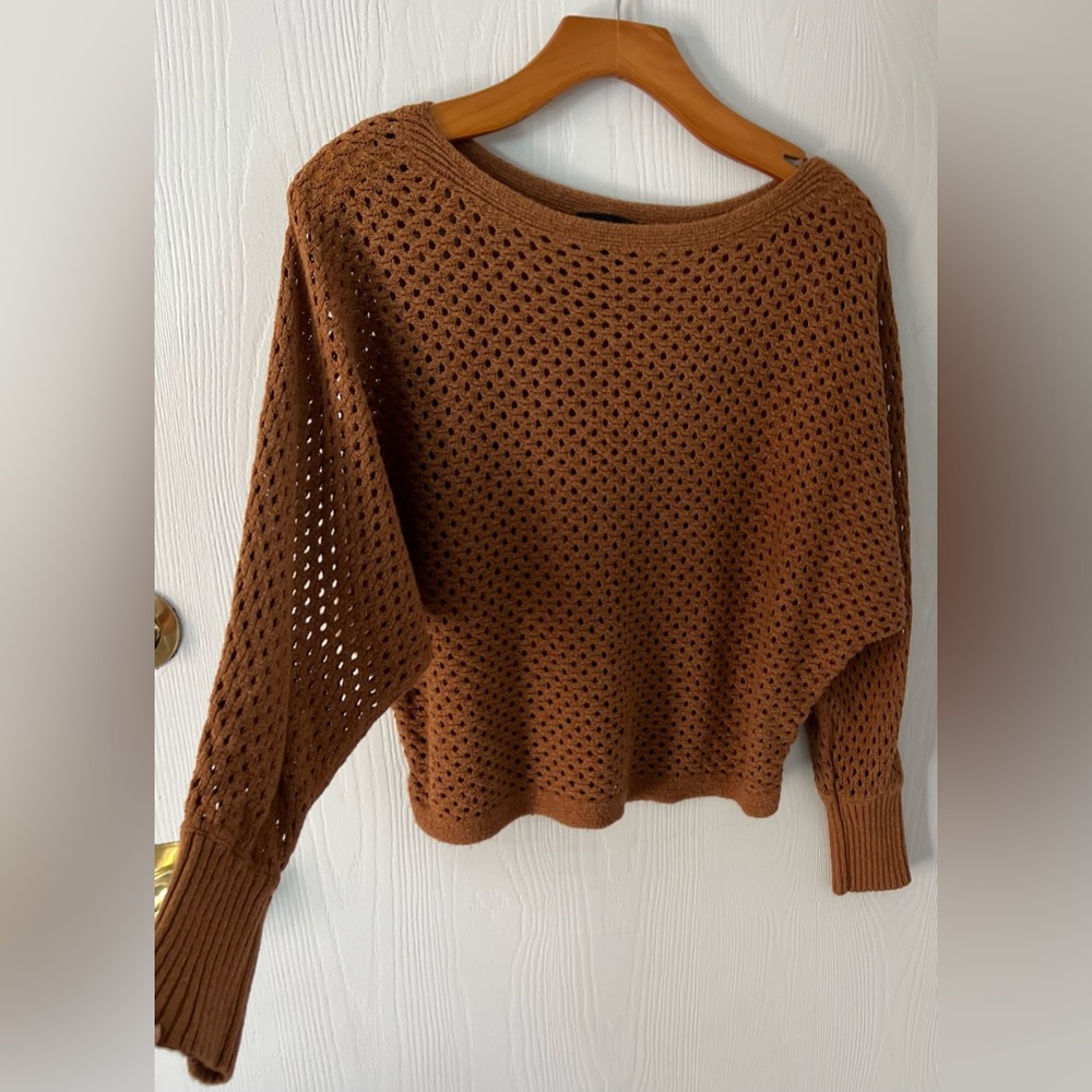 EXPRESS Wide Knit Batwing Sweater, SIZE Large, Rust Color - Picture 4 of 5